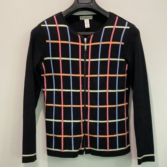 PARKHURST Black Neon Zip Cardigan - Picture 2 of 8